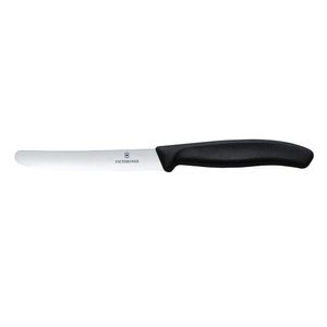 Cuchillo de mesa y cuchillo para tomates Swiss Classic color Negro. Hoja 11 cm. Victorinox