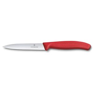 Cuchillo Verdura Dentado color Rojo. Hoja 10 cm. Victorinox