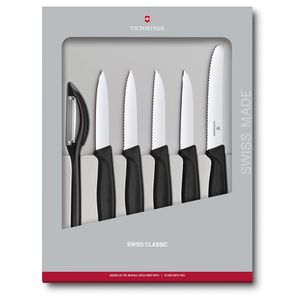 Set de cuchillos mondadores Swiss Classic negro, 6 piezas Victorinox