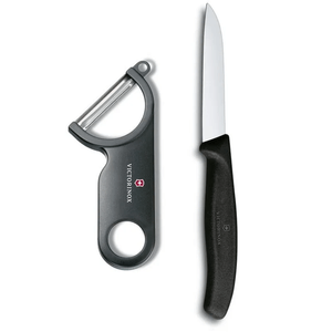 Pack Pelador y cuchillo de verdura 8 cm negro Victorinox